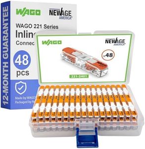 WAGO 221-2401 Inline Splicing Wire Connector Pack | 221 Series Lever Nuts Assortment with Case | Includes (48x) 221-2401