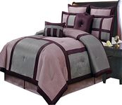 Royal Tradition 8-Piece Bed in a Bag, King Size, Purple Morgan Comforter Set (One Comforter 106" x 92", Two Pillow Shams, Two Euro Shams, Two Cushions, One Bedskirt) Stylish Bedding