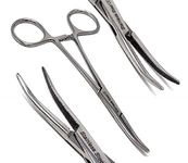 Chrome Fully Serrated Hemostat Forceps 5" Curved Pliers Stainless Steel