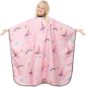 Zasjon Capa Peluqueria para Niños,Impermeable Capas De Corte Peluqueria con Cierre a Presión Ajustable,Dibujos Animados Capa Cortar Pelo Capa de Corte de Pelo Personalizada Capa Barbero para Niña Niño