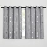 PONY DANCE Blackout Curtains for Window - Short Thermal Black out Curtains with Foil Printed Soundproof Privacy Protection Window Treatment Drapes for Living Room, 46 x 54 Inch, Silver Grey, 2 Panels