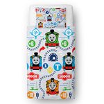 Character World Thomas & Friends Official Kids Single Duvet Cover | Signals Design Thomas the Tank Engine Reversible 2 Sided bedding with Matching Pillowcase Brands Childs Single Bed Set