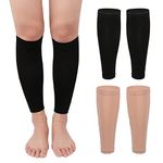 Angzhili 2 Pairs Calf Compression Sleeves for Men & Women,Footless Compression Socks for Leg Support,Shin Splint,Pain Relief,Travel,Running,Yoga and Fitness (Medium, Black+Skin)