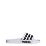 adidas Unisex Adilette Shower Slide Sandal, White/Core Black/White, 11 US Men