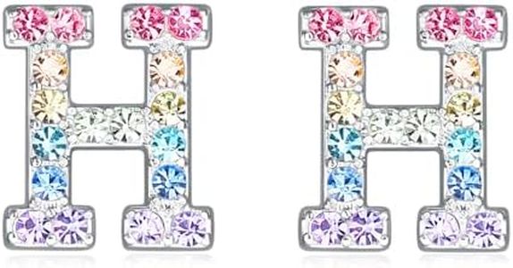 Girls Initial Letter Stud Earrings Alphabet Number Earrings Gifts Jewelry for Women, Cubic Zirconia, Cubic Zirconia