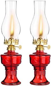 2 Pcs Chamber Oil Lamps for Indoor Use Vintage Kerosene Lamp Clear Hurricane Lamp Rustic Kerosene Lantern with Adjustable Fire Wick Lighting Oil Lantern for Home Emergency Lighting, 13'' High (Red)