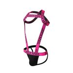 Mens Harness Sport Shoulder Strap with Mens Jock Strap Fitness One-piecs Mens Harness with Jockstrap Bodysuit, Rose, Medium