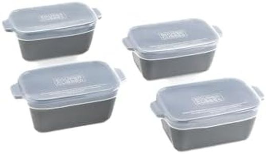 Souper Cubes Stoneware 2.0-5" x 3" Baking Dishes for Oven, Made in USA, Premium Mini Ceramic Baking Dishes with Silicone Covers for Individual Portions, Set of 4 - Charcoal