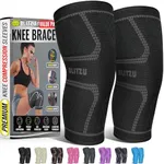 Knee Sleeves for Men and Women 2 Pack, Compression Knee Brace for Running, Workout, Sports, Knee Braces for Meniscus Tear, ACL, Arthritis, Joint Pain Relief and Injury Recovery Plus Size Black 2XL