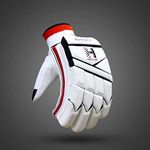 Heega Powerbow Cricket Batting White Gloves, Extra Finger Protection Reinforced (Right Hand)