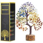 HindCraft 7 Chakra Tree - Crystal Tree - Chakra Stones - Money Tree - Seven Chakra Tree - Stones and Crystals - Spiritual Gifts for Women - Tree of Life - Crystal Gifts, 300 Beads, 10-12"