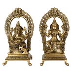 Kartique Brass Laxmi Ganesh Idol Statue Murti for Home Entrance Decor Gift Lakshmi Ganpati Hindu House Warming Diwali Pooja Temple Mandir Decororation
