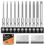 MulWark 33PC Allen Wrenches Drill Bits Set (Metric & SAE & Torx), 2.9" Long 1/4" Diameter Quick Release Shank Magnetic Screwdriver Bits Set for Assembling Furniture with Torx & Hex Head