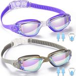 Yizerel Swim Goggles, 2 Pack Swimming Goggles for Adult Men Women Youth Kids Child, No Leaking Anti Fog UV 400 Protection Waterproof 180 Degree Clear Vision Triathlon Pool Goggles