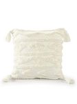 SASHAA WORLD Tasselled and Tufted Cushion Cover/Decorative Throw Pillow Cover for Sofa or Bed(16x16 inches, White)