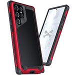 Ghostek ATOMIC slim S22 Ultra Case with Clear Back, Aluminum Bumper and S-Pen Access Military Grade Shock Absorbent Protective Phone Cover Designed for 2022 Samsung Galaxy S22 Ultra 5G (6.8inch) (Red)