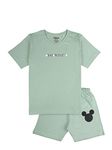 Nap Chief Kids Cotton Disney Mickey & Friends Co-ord Sets for Boys & Girls, T Shirt and Shorts for Casual Wear - (DS2025Y_Sage Green_9-10 Years)