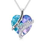 OCJ Nana Christmas Gifts Sterling Silver I Love You Forever Nana Pendant Necklace with Heart Purple Crystal Jewellery Birthday Christmas Valentines Mothers Day Gifts for Women Mom Nana