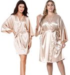 EPLAZA Women Silky Satin Robe Wedding Bridal Party Bride Bridesmaid Robes Kimono Loungewear Dressing Gowns (Champagne, Tag SM)