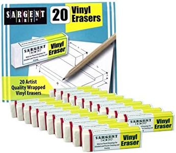 Sargent Art Plastic 20 White Vinyl Erasers, 2-1/4" x 3/4" x 3/8" ea.