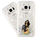 HMTECHUS Case for Samsung S6 for Girl Glitter Liquid Sparkle Floating Shiny Quicksand Clear Soft TPU Silicone Shockproof Protective Bumper Thin Cover for Samsung Galaxy S6 Bling Backpack Dog XY