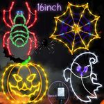 Halloween Decorations - 16" Halloween Window Silhouette Lights Decorations - 4 Pack Colour Lighted Spider Web ＆ Pumpkin ＆ Ghost ＆ Spider for Holiday Indoor and Outdoor Wall Door Window Decorate