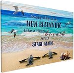 NIAXAUYT Bathroom Decor Sea Turtle Wall Art Motivational Quotes Canvas Poster Ocean Beach Coast Theme Canvas Picture Artwork for Home Bedroom Living Room Wall Decoration