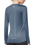 BALEAF Women's Activewear UV Sun Protection Long Sleeve Shirts Longer Back Hem Clothing Workout Gym Grey Size L