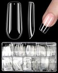 ELECTOMANIA 500Pcs Fake Nails, 10 Sizes Artificial Nails, Transparent Nails, Acrylic Nails False Nail with Case for Nail Salons and DIY Nail Art (Square)