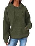 Zeagoo Women's Pullover Long Sleeve Hoodie Leisure Hoodie Solid Color Pullover Sweatshirt Tops Loose Hoodie with Pocket Army Green XL