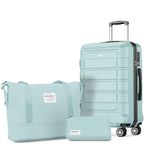 SHOWKOO Full PC Hardshell Luggage Sets Durable Expandable Hardside Suitcase with Double Spinner Wheels TSA Lock 3pcs, Mint Green, DB/TB/20in