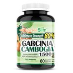 Herbal Slim Garcinia Cambogia 1500 mg per Day – 80% HCA – Helps Increase Satiety & Feeling of Fullness – 60 Veggie Capsules – Non-GMO – Made in Canada