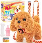 Tagitary Plush Toys Puppy Electronic Toy Dogs That Walk and Bark,Tail Wagging Fake Dog Interactive Dog Toy for Kids with Leash,Easter Christmas Birthday Gift for Toddlers Kids