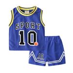 Kids Sports Shorts Sets Boys Jerseys Tracksuit 2 Piece Basketball Performance Tank Top and Mesh Shorts Set (Blue, 1-2T)