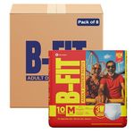 B-Fit Regular Adult Diaper M Size Pants | 80 Count (Medium) | Waist 25 – 48 inch | Unisex | Leakproof | Even Absorption | Long Protection hours | Brief-Like Fit & Soft Elastic Waist
