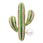 Rosemarie & Jubalee Women's Fun Crystal Enamel Columnar Cactus Statement Brooch Lapel Pin, 1.75"