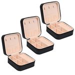 Small Jewelry Box, FOME Portable Jewelry Box Organizer PU Leather Mini Travel Jewelry Storage Case for Rings Earrings Necklace Bracelets Jewelry Gift for Women Girls 3pcs Black