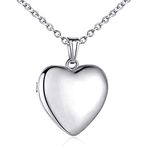 YOUFENG Jewellery Sterling Silver Love Heart Locket Necklace That Holds Pictures Engraved I Love You to The Moon and Back Photo Lockets Polished