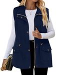 Beyove Womens Lightweight Sleeveless Military Anorak Cargo Vest No Hood, A- No Hood-navy Blue, Medium