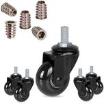 Hirate 2" Office Chair Casters with 3/8"-16UNC Threaded Stem Smooth Roller Gaming Chairs Casters Replacement Safe for Hardwood Tile Floors, Set of 5 with Screw Inserts