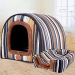 2-in-1 Dog Bed House,Large Pet House Dog Bed with Roof,Labrador Calming Cave Portable Igloo Dog House,Washable Orthopedic Cushion Anti Anxiety Soft Warm