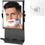 APLOP Fogless Mirror for Shower with Dual-Sided 1X/3X Magnification, Fogless Shower Mirror with Small Squeegee and Adhesive Hook, Rust-Proof and Black