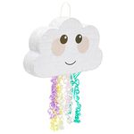 BLUE PANDA Pull String Cloud Pinata for Girls Rainbow Birthday Party Supplies, Baby Shower Decorations (16.5 x 10 x 3 In)