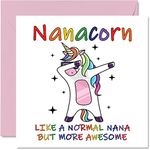 Birthday Cards for Nana - Nanacorn - Nana Mothers Day Card from Granddaughter Grandson, Happy Birthday Nana, Nan Unicorn Birthday Card, 145mm x 145mm Seasonal Nannie Nanna Funny Greeting Cards