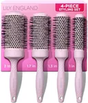 Lily England Round Blow Dry Brush Set for Women - Perfect for Voluminous Blowouts - Ceramic Ionic Technology - Luxury Gift for Her (Pink)