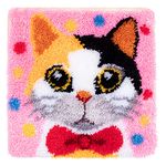 17" X 17" Cat Latch Hook Kits Rug Making Kits DIY for Kids/Adults with Printed Canvas Pattern