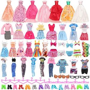 Miunana 48 Accessori per 28-30cm / 11.5 Pollici Bambola: 3 Vestiti da Sposa Principessa + 4 Vestiti alla Moda + 3 Abiti + 2 Costumi da Bagno + 6 Mini Vestiti + 10 PCS Scarpe + 20 Accessori
