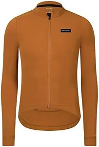 RISESBIK Men's Winter Cycling Jersey Thermal Long Sleeve Bicycle Clothing Fleece Bike Jersey Windproof Race Fit Lightweight (Caramel, L)