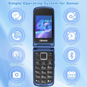 4G Senior Flip Phone – Unlocked Mobile, Blue