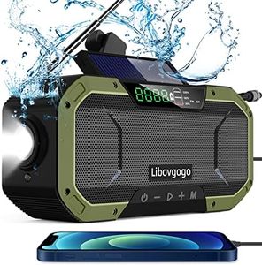 Libovgogo DF-580B Radio de emergencia portátil AM/FM solar con linterna, lámpara de lectura LED, panel solar, 5000 mAh, banco de energía al aire libre, camping, radio dinamo